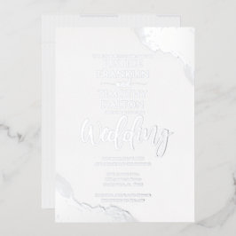 Elegante Silver Corner Border Traditionelle Hochze Folieneinladung