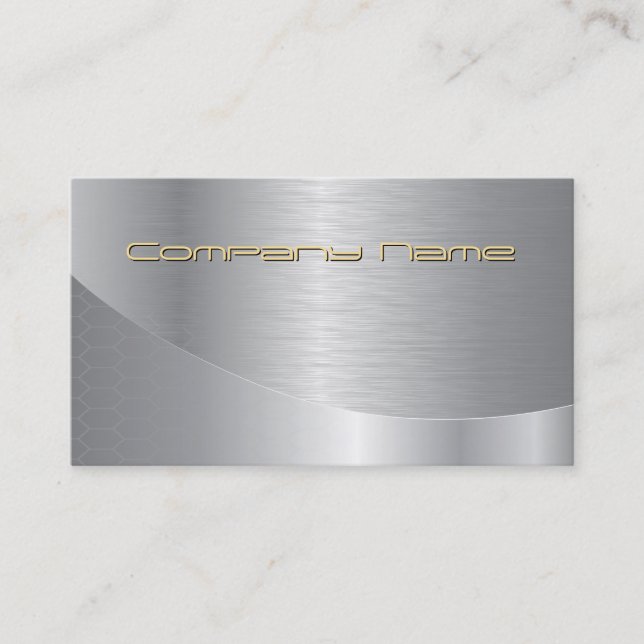 Elegante Silver Corporate Gold Text Business Card Visitenkarte (Vorderseite)