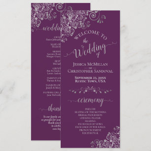 Elegante Silver Curls auf dem Plum Lila Simple Wed Programm