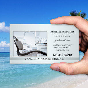 Elegante Silver Custom Foto Dentist Business Card Visitenkarte