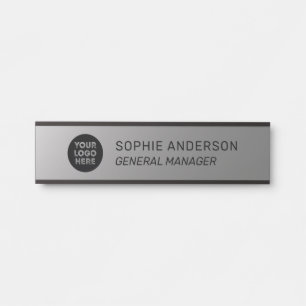 Elegante Silver Custom Logo Name Job Titel Türschild