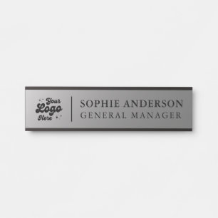 Elegante Silver Custom Logo Name Job Titel Türschild