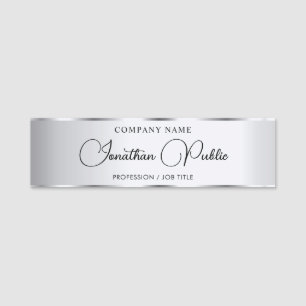 Elegante Silver Custom Typografy Script Template Namensschild