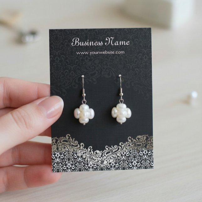Elegante Silver Damask Earring Display Cards (Von Creator hochgeladen)