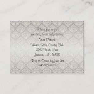 Elegante Silver Damask Style Wedding 1 Begleitkarte