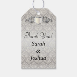 Elegante Silver Damask Style Wedding 1 Geschenkanhänger
