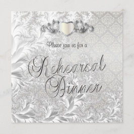 Elegante Silver Damask Style Wedding 3 Einladung