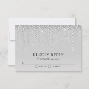 Elegante Silver Diamonds Wedding RSVP Card Karte