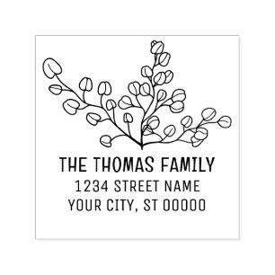 Elegante Silver Dollar Eukalyptus Name Adresse Permastempel
