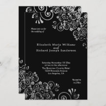 Elegante Silver Floral Wirbel Black Wedding