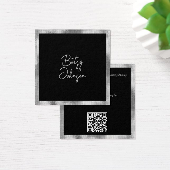 Elegante Silver Foil and Black Business Card (Schreibtisch)