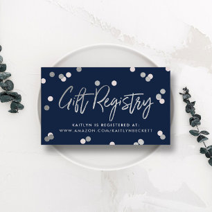 Elegante Silver Foil Gift Registry Wedding Begleitkarte