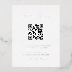 Elegante Silver Foil QR Code Hochzeitskarte Folie Einladungspostkarte