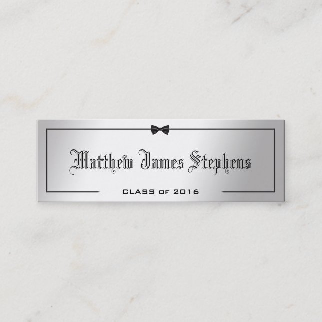Elegante Silver Formal Abschluss Name Card Einlege Telefonnummerkarte (Vorderseite)