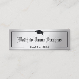 Elegante Silver Formal Graduation Cap Name Card Telefonnummerkarte