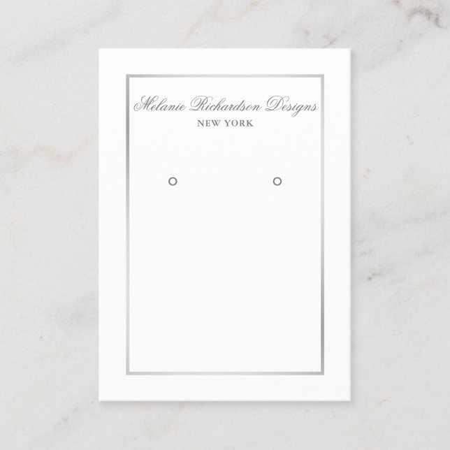 Elegante Silver Frame Earring Display Card Visitenkarte (Vorderseite)