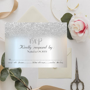 Elegante Silver Glitzer Bokeh RSVP Card Einladung