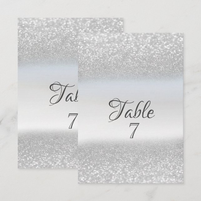 Elegante Silver Glitzer Bokeh-Tischkarte Einladung (Vorne/Hinten)