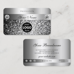 Elegante Silver Glitzer Sparkle Jewels Logo-Qualit Visitenkarte