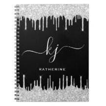 Elegante Silver Glitzer Tropfen 2 Monogramm-Skript