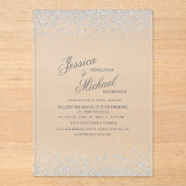 Elegante Silver Glitzer Wedding Acryleinladungen