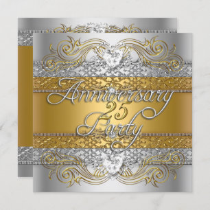 Elegante Silver Gold Feier zum 25-jährigen Jubiläu Einladung