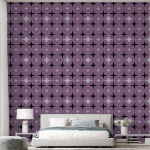 Elegante Silver Gray & Black Stars auf dem Lavende Tapete