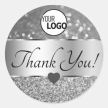 Elegante Silver Gray Glitzer Stars Danke Logo