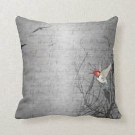 Elegante Silver Gray Hummingbird Art Print Kissen