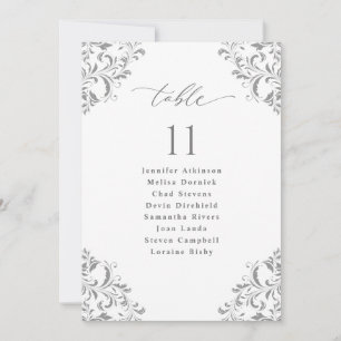 Elegante Silver Gray Wedding Seating Chart Cards Einladung