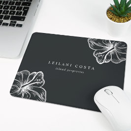 Elegante Silver Hibiskus Blume Mousepad
