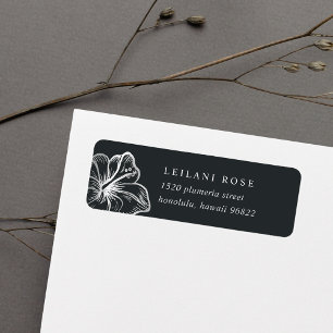 Elegante Silver Hibiskus Blume Rücksendeadresse