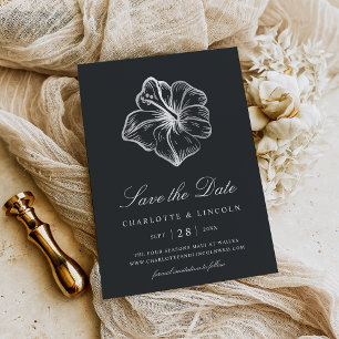 Elegante Silver Hibiskus Blume Wedding Save The Date