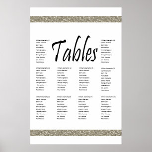 Elegante Silver Imitate Glitzer 10 Tabelle Seating Poster