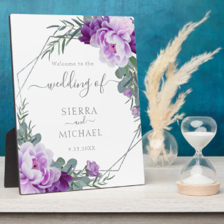 Elegante Silver & Lila Eukalyptus-Hochzeit Fotoplatte