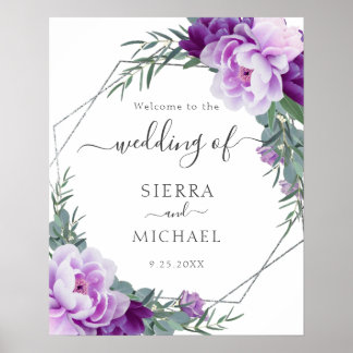 Elegante Silver & Lila Eukalyptus-Hochzeit Poster