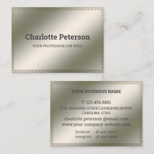 Elegante Silver Metallic Background Business Card Visitenkarte