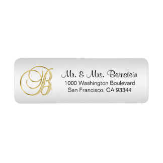 Elegante SILVER Monogram Letter B-Rücksendeadresse