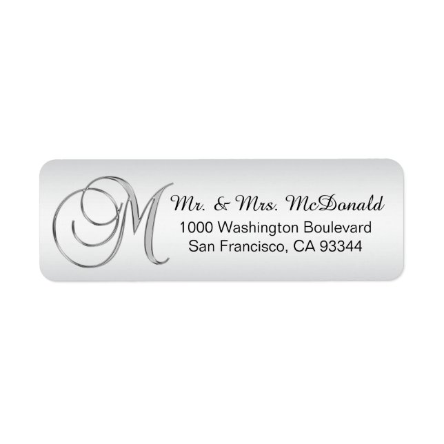 Elegante Silver Monogram Letter 'M' Envelope Retur (Vorne)