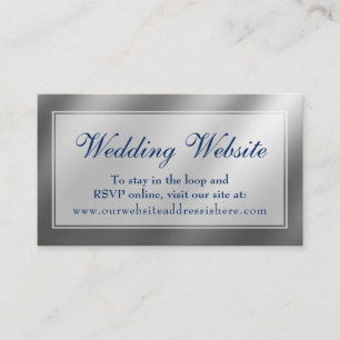 Elegante Silver & Navy Wedding Website Beilage Car Begleitkarte