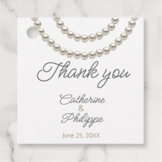 Elegante Silver Pearl Gastgeschenk Hochzeit Tags Geschenkanhänger
