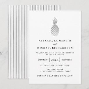 Elegante Silver Pineaple Hochzeit Einladung