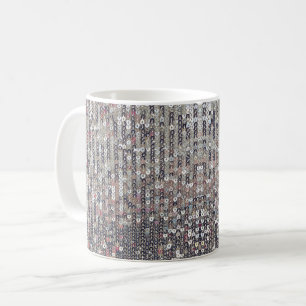 Elegante Silver Pink White Kristall-Sequenzer Kaffeetasse