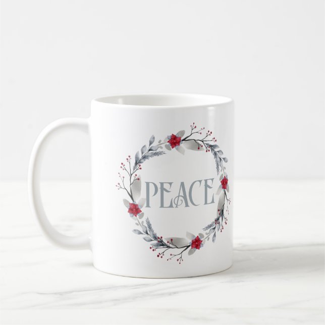Elegante Silver Red Wreath Peace Kaffeetasse (Links)