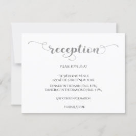 Elegante Silver Romantic Wedding Reception Card