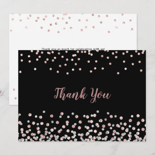 Elegante Silver Rose Gold Confetti Dankeskarte