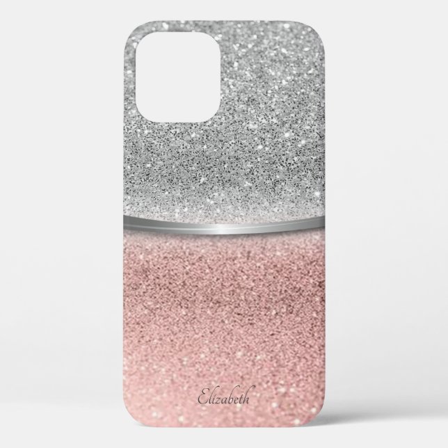 Elegante Silver Rose Gold Glitzer Bokeh Case-Mate iPhone Hülle (Rückseite)
