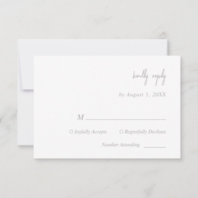 Elegante Silver Script Wedding RSVP Card (Rückseite)