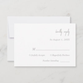 Elegante Silver Script Wedding RSVP Card