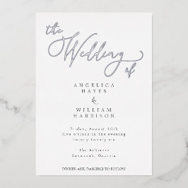 ELEGANTE SILVER SCRIPT WEDING INVITATION | MINIMAL FOLIENEINLADUNG